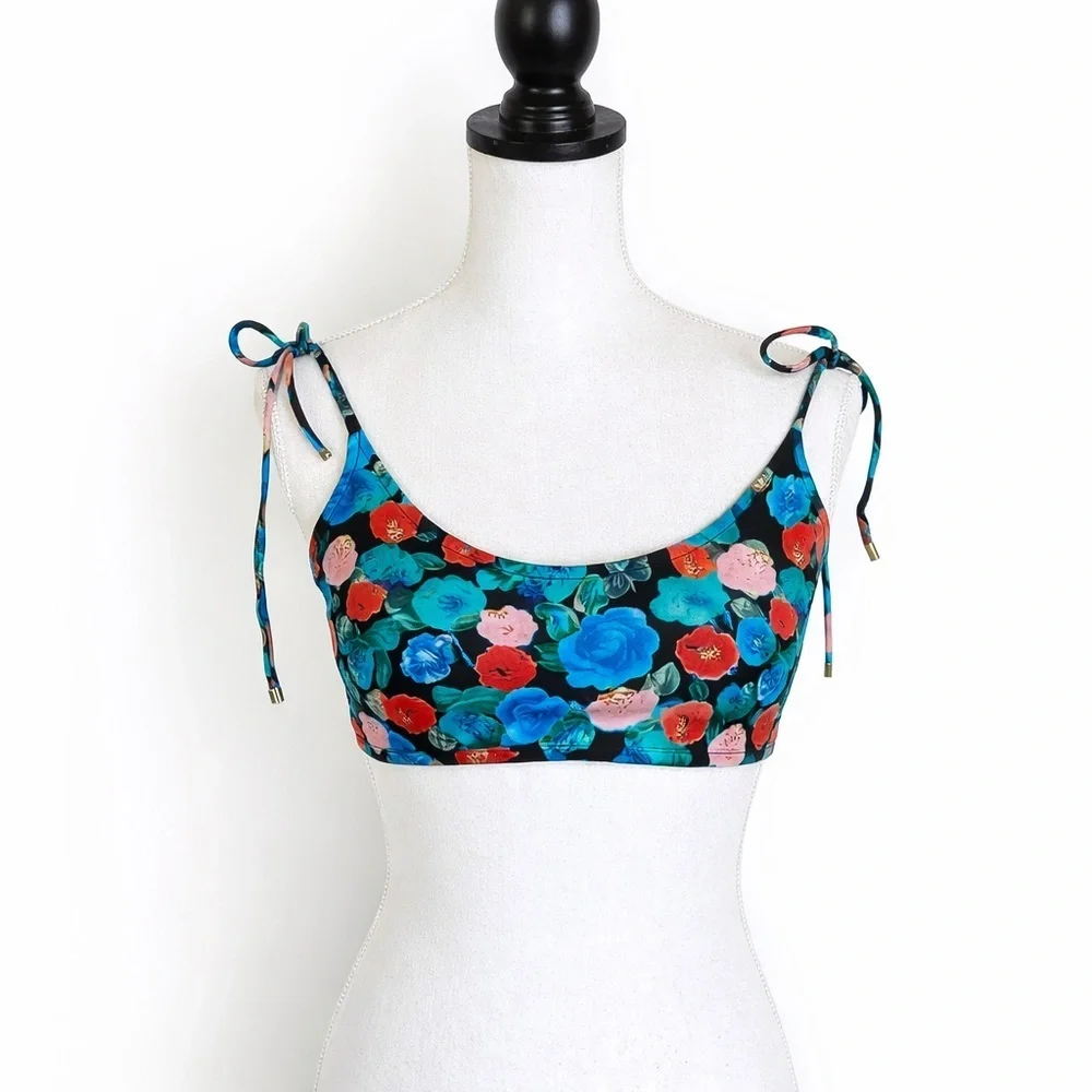 VIX Paula Hermanny Sz D Floral Bikini Top Adjustable Ties Bralette Swim Brazil